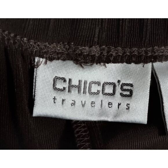 Chico's Traveler's Pants Ladies LargeChico's 3 Brown Pull On - Picture 3 of 6